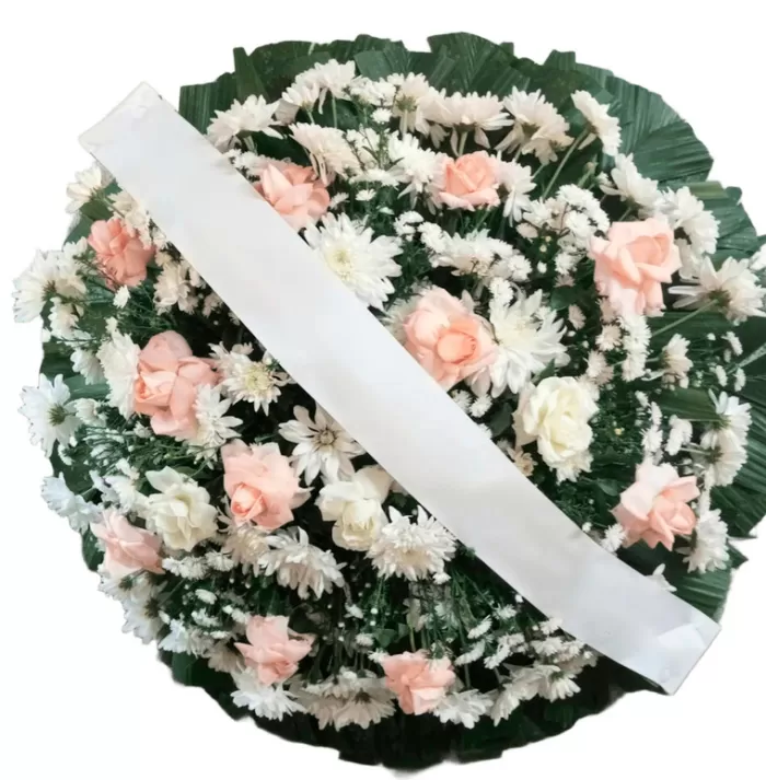 Coroa de flores redonda rosa