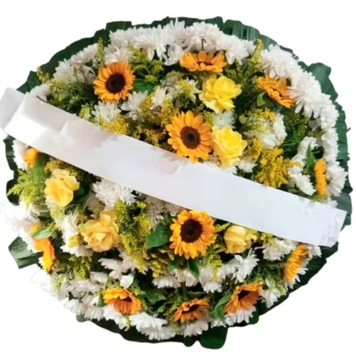 Coroa de flores redonda girassol