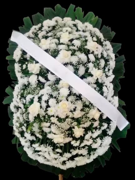 Coroa de flores dupla branca