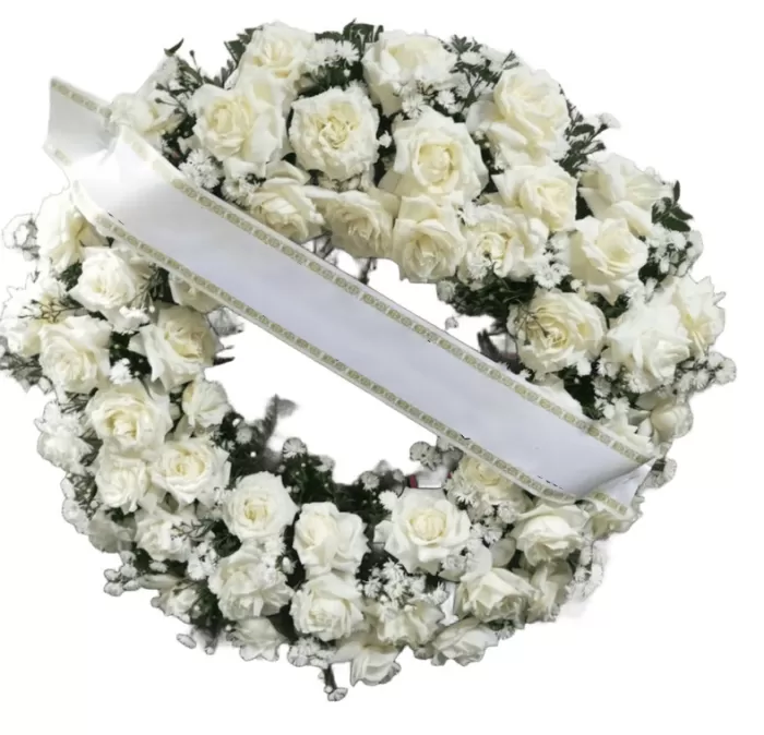 Coroa de flores guirlanda redonda branca